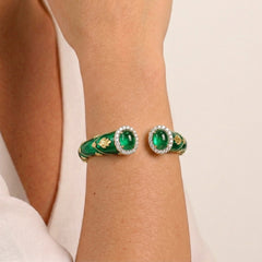 Colors of Life Tsavorite Green Enamel Diamond Bracelet