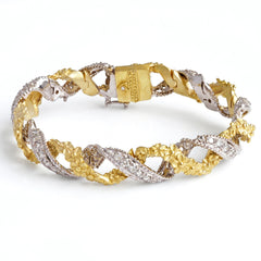 Mayflower Two Tone Gold Diamond Floral Twisted Bracelet