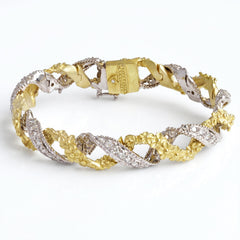 Mayflower Two Tone Gold Diamond Floral Twisted Bracelet