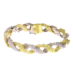 MAYFLOWER 18K TWO-TONE GOLD AND DIAMOND FLORAL TWISTED BRACELET - Stambolian | House of Jewels