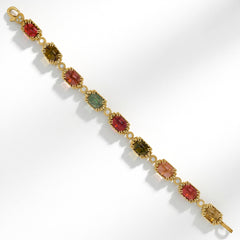 Happiness Cushion Tourmaline Diamond Link Bracelet