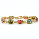 Happiness Cushion Tourmaline Diamond Link Bracelet