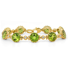 HAPPINESS 18K GOLD ROUND PERIDOT DIAMOND BRACELET