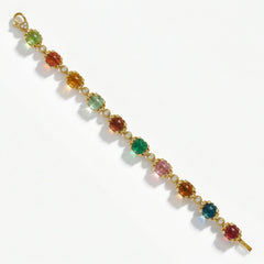 Happiness Square Tourmaline Diamond Link Bracelet