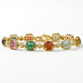 Happiness Square Tourmaline Diamond Link Bracelet