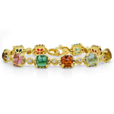 MULTI COLOR SQUARE TOURMALINE 18K GOLD DIAMOND BRACELET