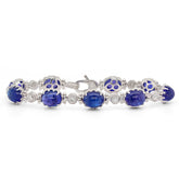 18K WHITE GOLD AND DIAMOND BRACELET WITH CABOCHON TANZANITES - Stambolian | House of Jewels