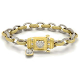 LOVE LINK 18K TWO-TONE GOLD DIAMOND HEART BRACELET