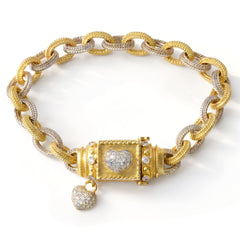 Everything Hearts Two Tone Gold Diamond Heart Bracelet