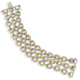18K TWO-TONE GOLD DIAMONDS TRIPLE LINK BRACELET