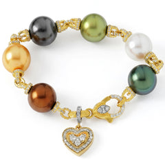 South Sea Pearl Diamond Heart Bracelet