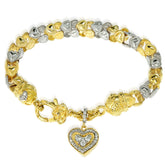 VALENTINES DAY 18K TWO-TONE GOLD INTERLOCK HEART LINKS BRACELET