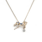Equestrian Horse 18K White Gold Diamond Pendant