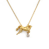 Equestrian Horse 18K Yellow Gold Diamond Pendant