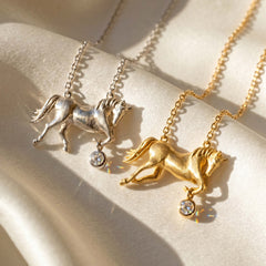 Equestrian Horse 18K Yellow Gold Diamond Pendant