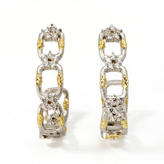 Enchanted Garden White Gold Floral Diamond Hoops