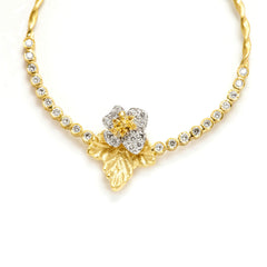 ENCHANTED GARDEN CANARY YELLOW WHITE DIAMOND CIRCLE DANGLE EARRINGS