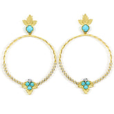 ENCHANTED GARDEN TURQUOISE DIAMOND CIRCLE DANGLE EARRINGS
