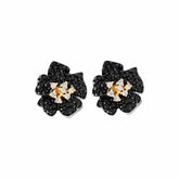 ENCHANTED GARDEN BLACK AND WHITE DIAMOND FLOWER STUD EARRINGS - Stambolian | House of Jewels