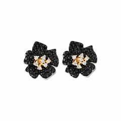 ENCHANTED GARDEN BLACK AND WHITE DIAMOND FLOWER STUD EARRINGS - Stambolian | House of Jewels