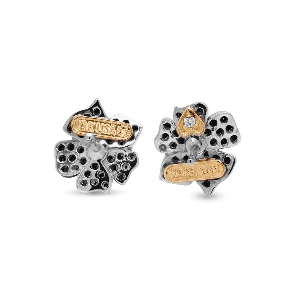 ENCHANTED GARDEN BLACK AND WHITE DIAMOND FLOWER STUD EARRINGS - Stambolian | House of Jewels
