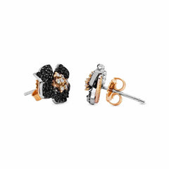 ENCHANTED GARDEN BLACK AND WHITE DIAMOND FLOWER STUD EARRINGS - Stambolian | House of Jewels