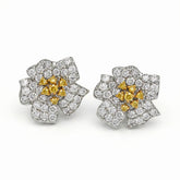 Enchanted Garden Canary Diamond Flower Studs