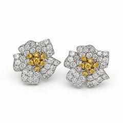 Enchanted Garden Canary Diamond Flower Studs