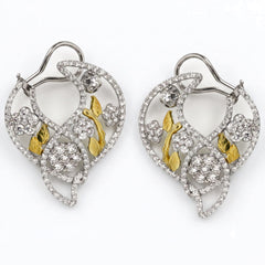 Diamond Fantasies Two Tone Gold Drop Earrings