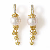 18K Gold South Sea Pearl Diamond Floral Earrings