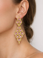 Stambolian Ambition Pink Sapphire Earrings Alternate Angle Showing Gold Detail