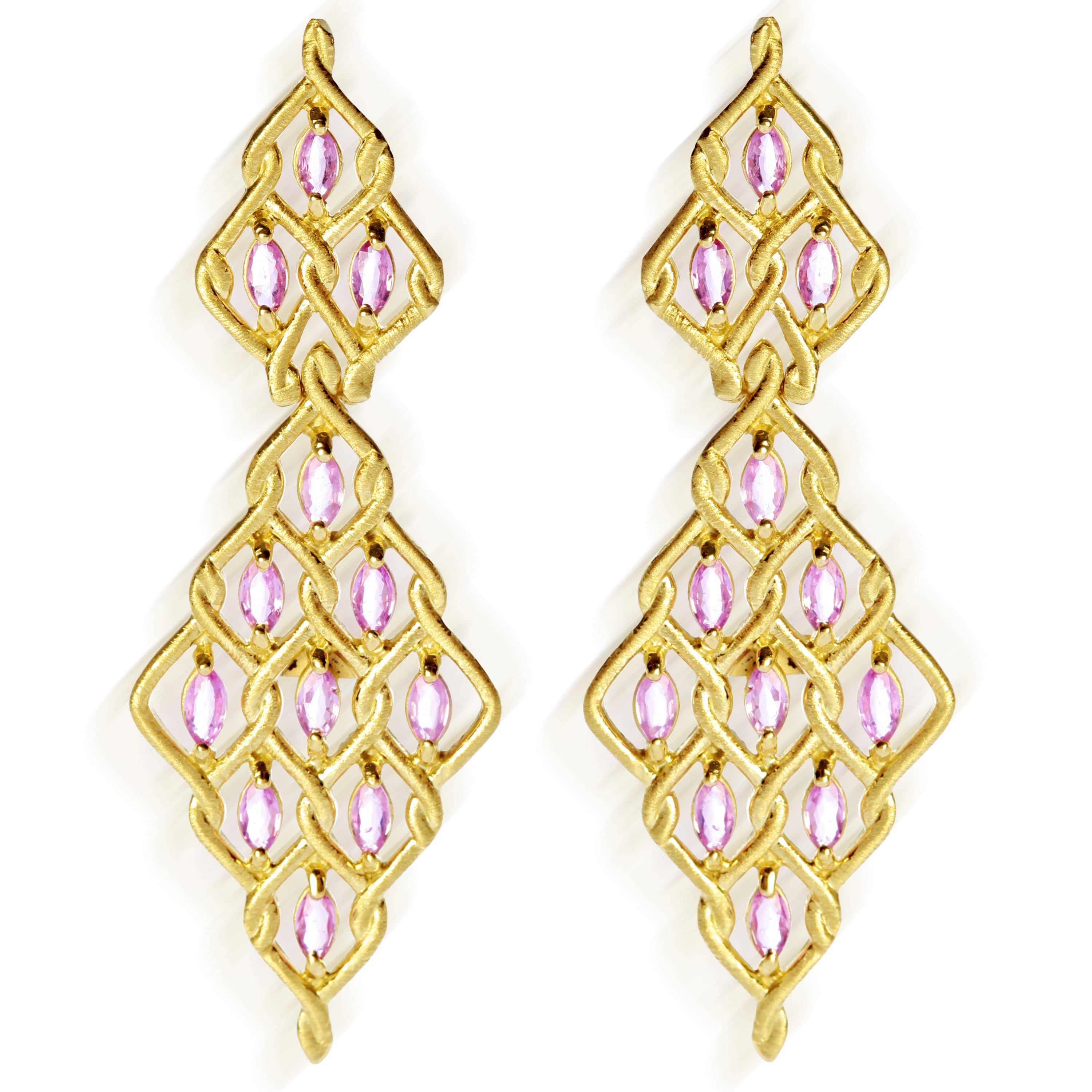 AMBITION 18K GOLD PINK SAPPHIRE EARRINGS - Stambolian | House of Jewels