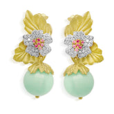 ENCHANTED GARDEN 18K CHRYSOPRASE PINK SAPPHIRE DIAMOND EARRINGS