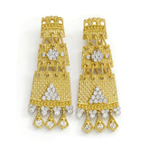 Karizma Hand Woven Gold Diamond Dangle Earrings