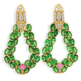 18K GOLD TSAVORITES DIAMONDS PINK SAPPHIRE EARRINGS
