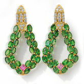 Enchanted Garden 18K Gold Tsavorite Pink Sapphire Diamond Earrings
