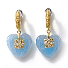 Candy Hearts 18K Gold Aquamarine Diamond Earrings