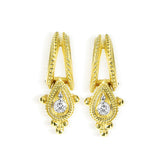 18K GOLD DIAMOND PEAR SHAPE DROP DANGLE EARRINGS