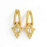 18K Gold Diamond Pear Shape Drop Earrings