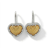 Everything Hearts 18K Two Tone Gold Diamond Heart Dangle Earrings