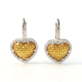 Everything Hearts 18K Two Tone Gold Diamond Heart Dangle Earrings