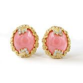 Mayflower Pink Peruvian Opal Diamond Button Earrings