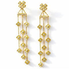 Mayflower 18K Gold Diamond Flower Chandelier Earrings