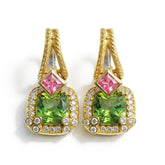 Happiness Peridot Pink Sapphire Diamond Earrings