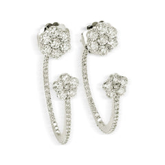 HAPPINESS 18K WHITE GOLD DIAMOND TWO PIECE HOOP EARRINGS