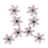 BLOOMING ORCHID PINK SAPPHIRE TSAVORITE DIAMOND LONG DROP EARRINGS