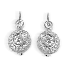 Stambolian 18K White Gold Diamond Lever-Back Dangle Earrings on White Background