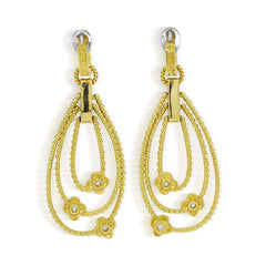 MAYFLOWER 18K GOLD DIAMOND FLORAL DROP DANGLE EARRINGS