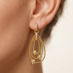 Mayflower Diamond Floral Teardrop Dangle Earrings