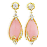CANDY PINK PERUVIAN OPAL 18K GOLD DIAMONDS DROP EARRINGS